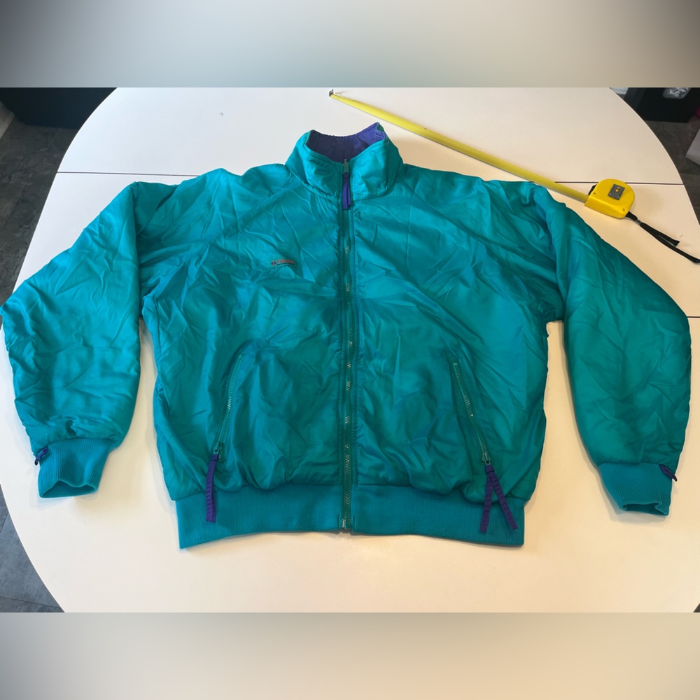 Columbia men’s XL vintage reversible teal and purple ski jacket